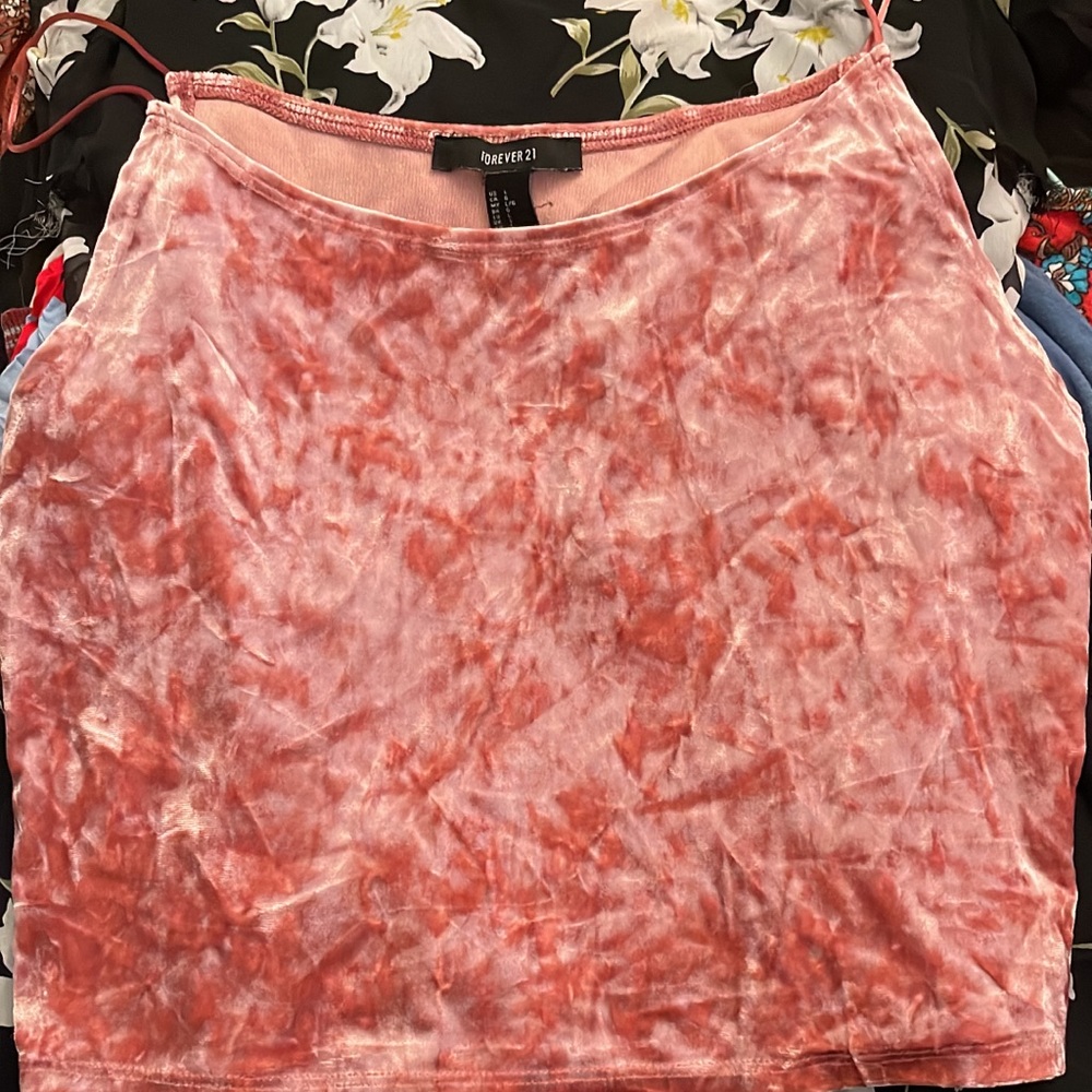 Velvet spaghetti strap crop